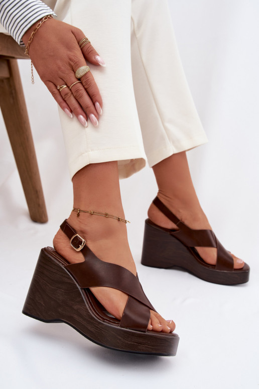 Sandali da donna in ecopelle Abilitato coturnoie CzekoladoAe Janivra