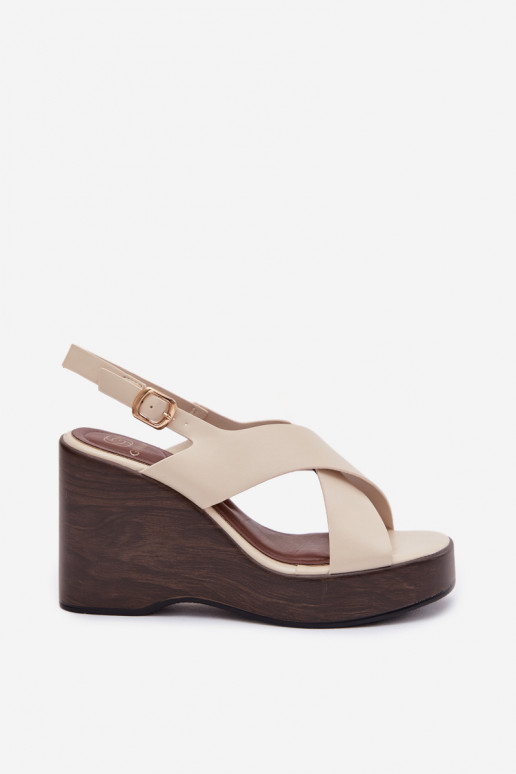 Sandali da donna in ecopelle Abilitato coturnoie beige Janivra
