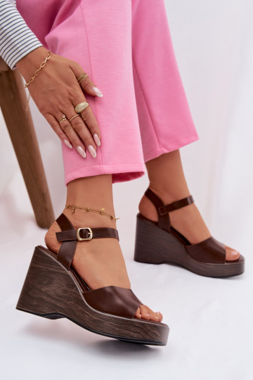 Sandali da donna Su un cuneo Eko Pelle CzekoladoAe Parilisse