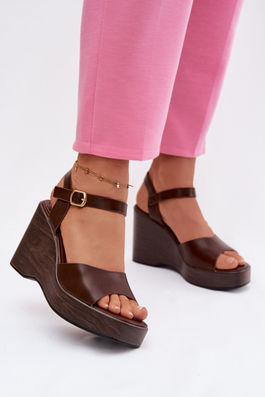 Sandali da donna Su un cuneo Eko Pelle CzekoladoAe Parilisse