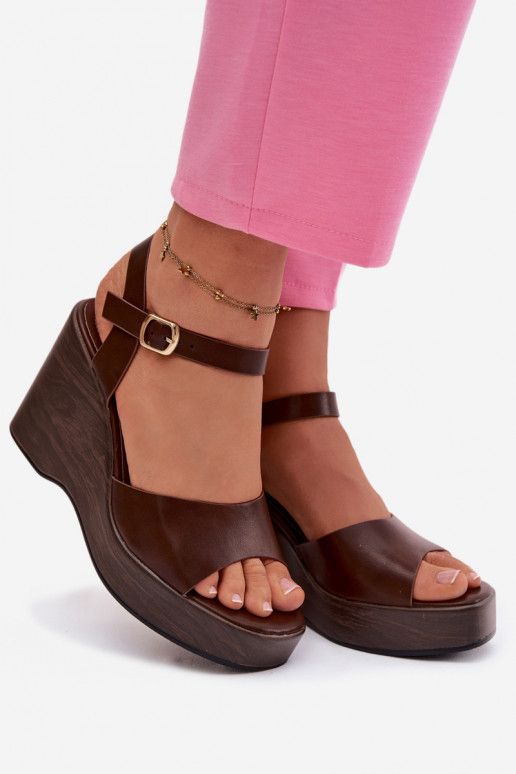 Sandali da donna Su un cuneo Eko Pelle CzekoladoAe Parilisse