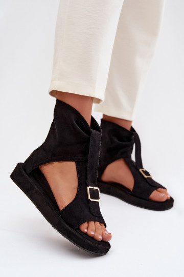 Sandali da donna con uno stivale colore nero Coralya