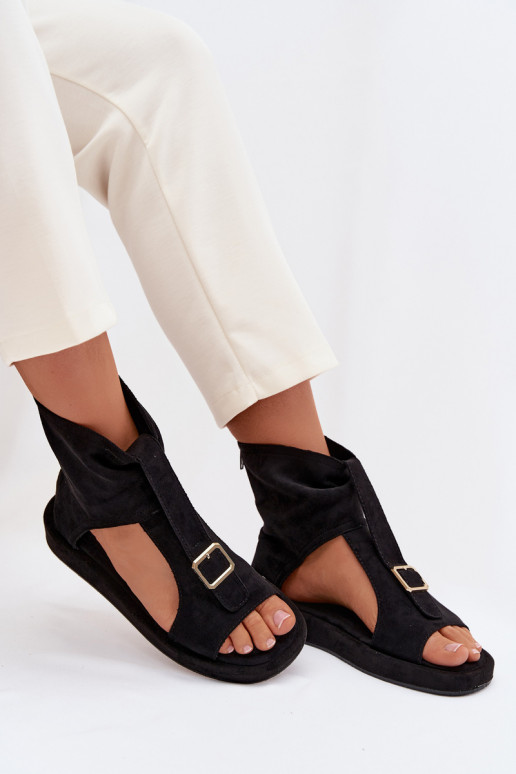 Sandali da donna con uno stivale colore nero Coralya