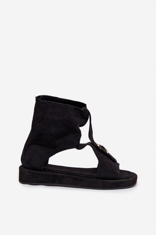 Sandali da donna con uno stivale colore nero Coralya