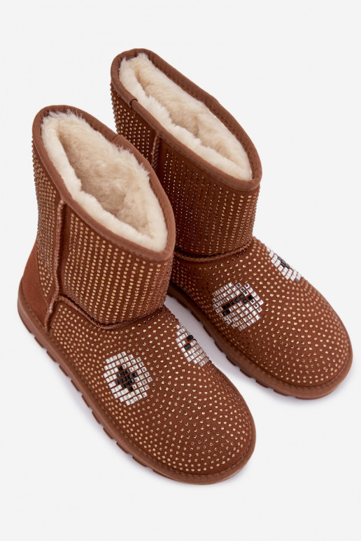 Decorato Alto Stivali da neve Femminile colore marrone Galivra