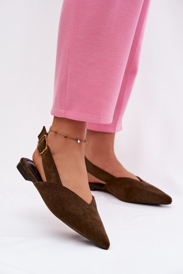 Ballerine con fibbie dorate in ecopelle scamosciataoAe colore verde Palerra