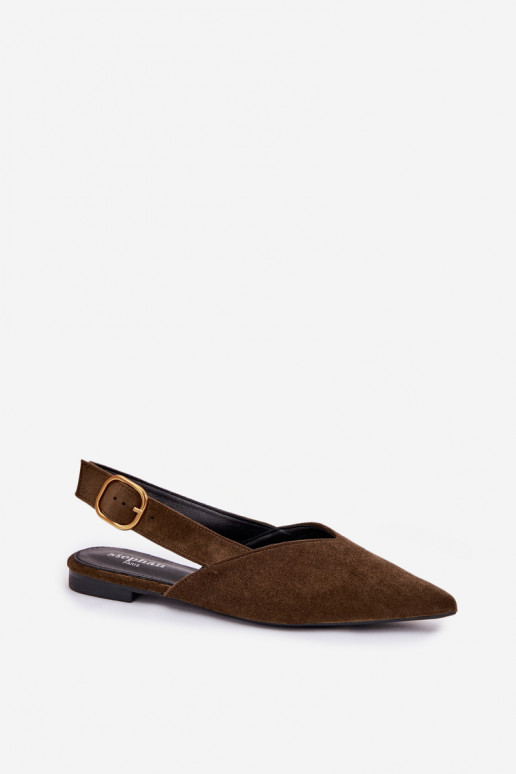 Ballerine con fibbie dorate in ecopelle scamosciataoAe colore verde Palerra