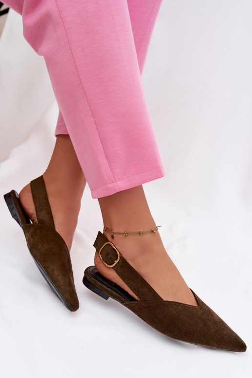 Ballerine con fibbie dorate in ecopelle scamosciataoAe colore verde Palerra