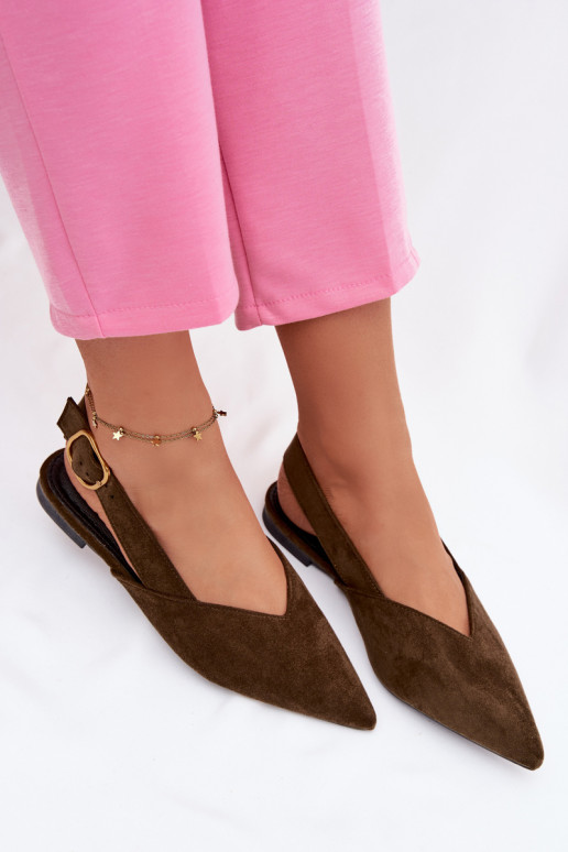 Ballerine con fibbie dorate in ecopelle scamosciataoAe colore verde Palerra