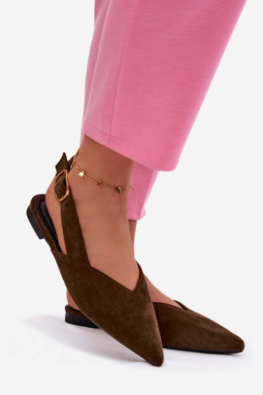 Ballerine con fibbie dorate in ecopelle scamosciataoAe colore verde Palerra