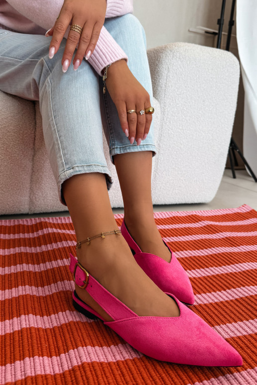 Ballerine con fibbie dorate in ecopelle scamosciataoAe colore rosa Palerra