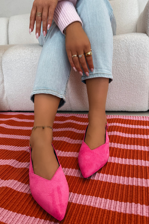 Ballerine con fibbie dorate in ecopelle scamosciataoAe colore rosa Palerra