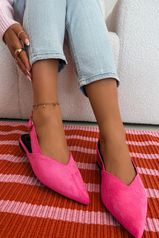 Ballerine con fibbie dorate in ecopelle scamosciataoAe colore rosa Palerra