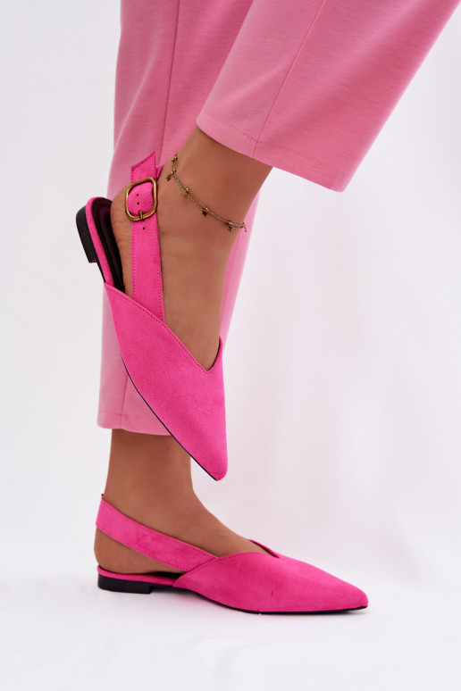 Ballerine con fibbie dorate in ecopelle scamosciataoAe colore rosa Palerra