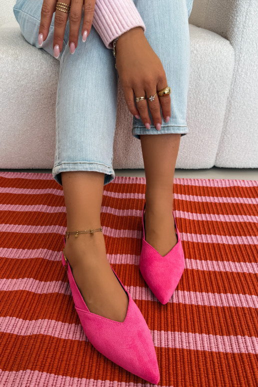 Ballerine con fibbie dorate in ecopelle scamosciataoAe colore rosa Palerra