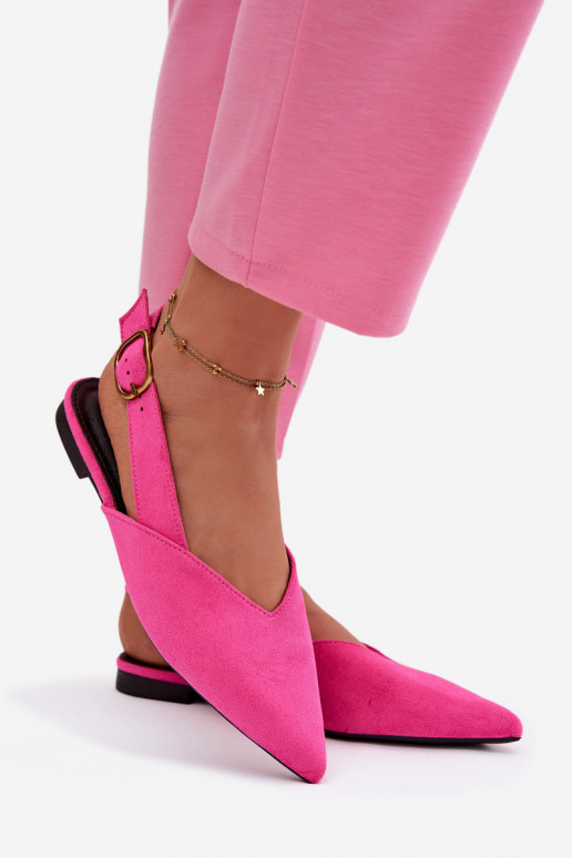 Ballerine con fibbie dorate in ecopelle scamosciataoAe colore rosa Palerra