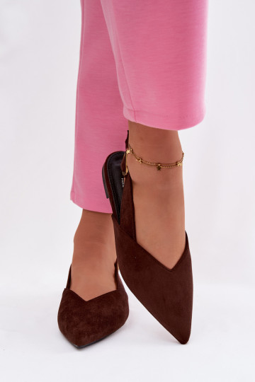 Ballerine con fibbie dorate in ecopelle scamosciataoAe CzekoladoAe Palerra 2