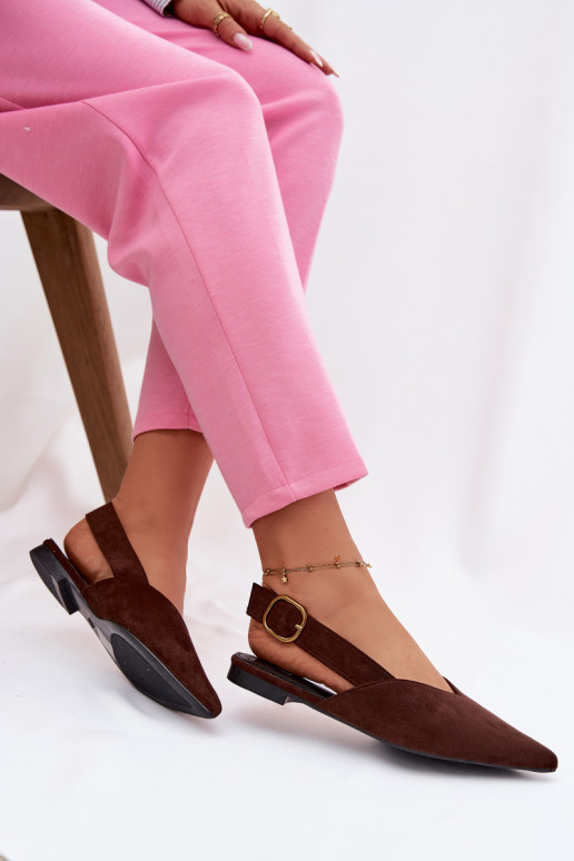 Ballerine con fibbie dorate in ecopelle scamosciataoAe CzekoladoAe Palerra