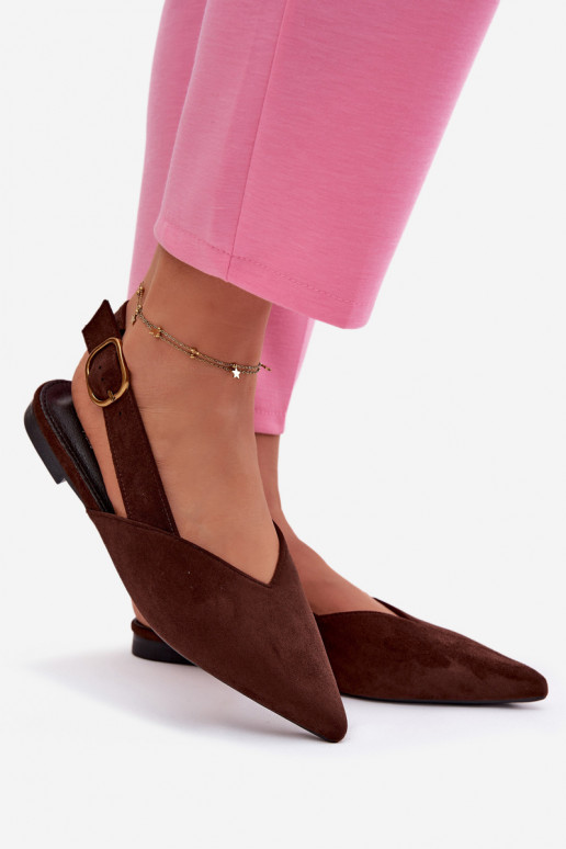 Ballerine con fibbie dorate in ecopelle scamosciataoAe CzekoladoAe Palerra