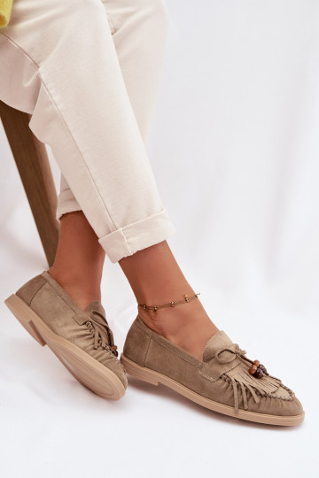 mocassini da donna con frange I colore coralloikami colore verde Teressa