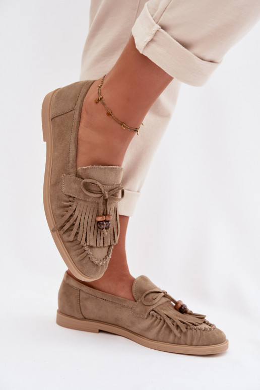 mocassini da donna con frange I colore coralloikami colore verde Teressa