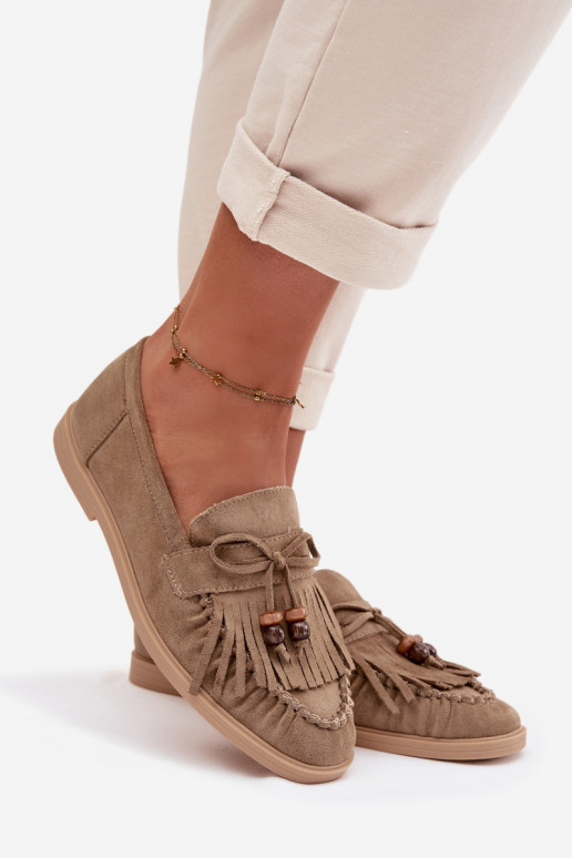 mocassini da donna con frange I colore coralloikami colore verde Teressa