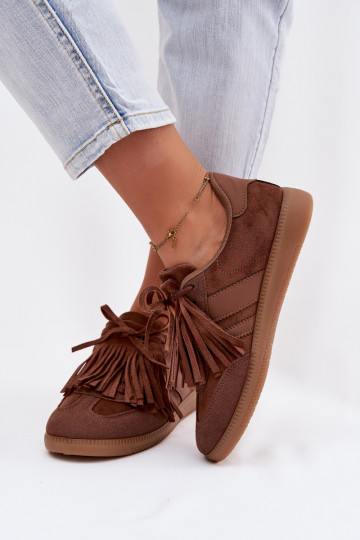 Scarpe sportive da donna con frange, color marrone, Dorivelle 2