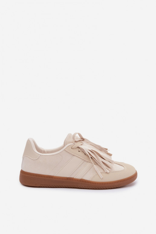 Scarpe modello sneakers Femminile con frange beige Dorivelle