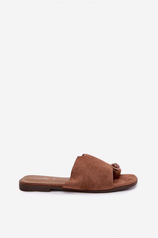 Pantofole Appartamento delle donne Con decorazioni Detalem in ecopelle scamosciataoAe colore marrone Selavine