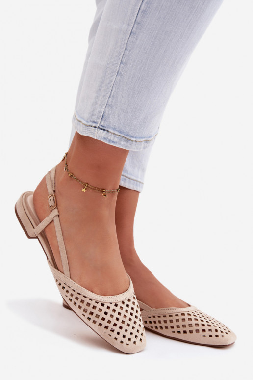 Ballerine traforatein ecopelle scamosciatau beige Farivelle