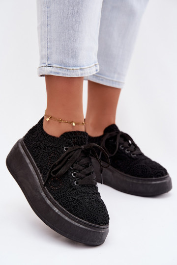 SzydełkoAe Scarpe da ginnastica Femminile con una piattaforma colore nero Evalora