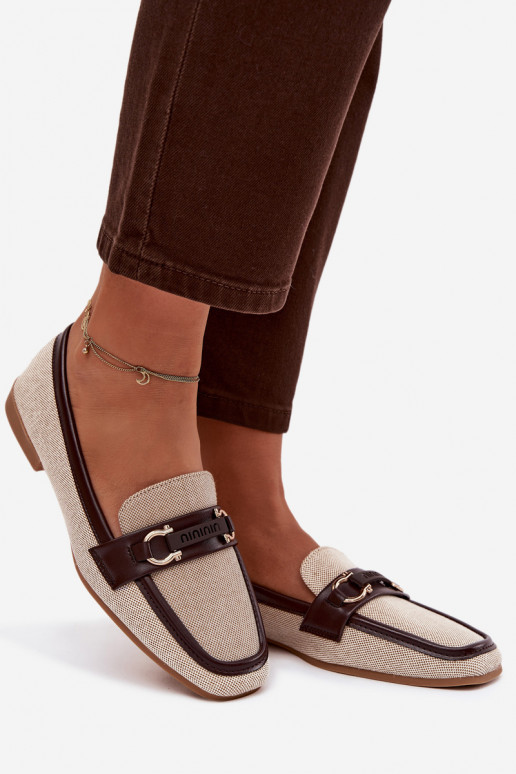 Mocassini color marrone sabbia da donna con elementi decorativi "Evelora"