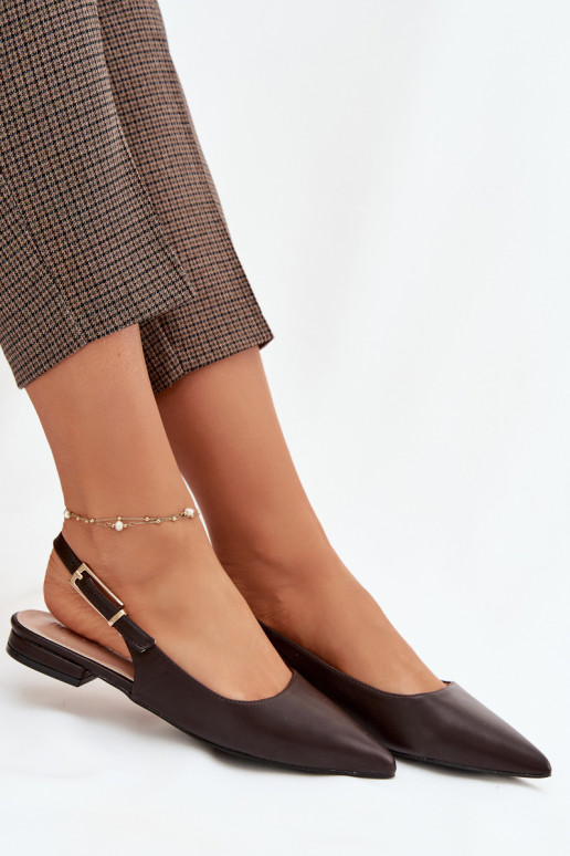 Ballerine color cioccolato Iverelle con fibbie dorate