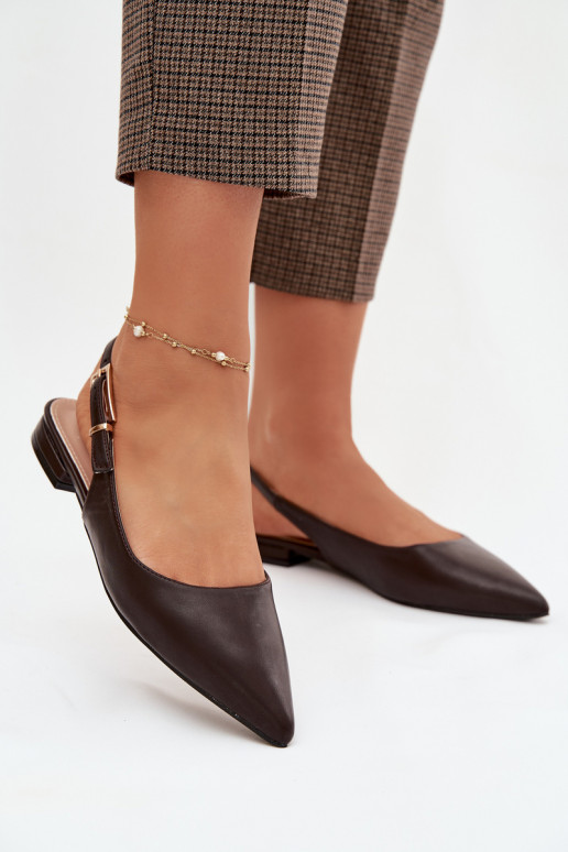 Ballerine color cioccolato Iverelle con fibbie dorate