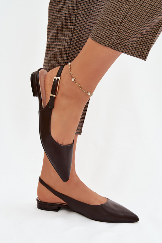 Ballerine color cioccolato Iverelle con fibbie dorate