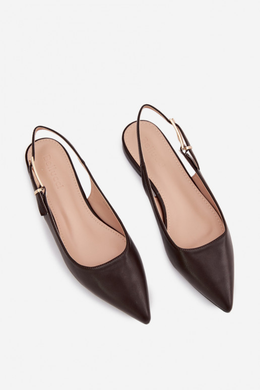 Ballerine color cioccolato Iverelle con fibbie dorate