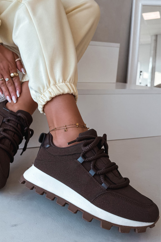 Scarpe sportive con piattaforma color cioccolato Riadella