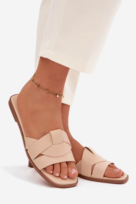 Pantofole Appartamento delle donne con strisce beige Deverissae