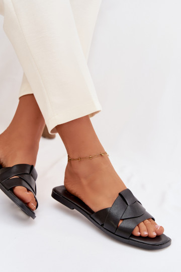 Pantofole Appartamento delle donne con strisce colore nero Deverissae
