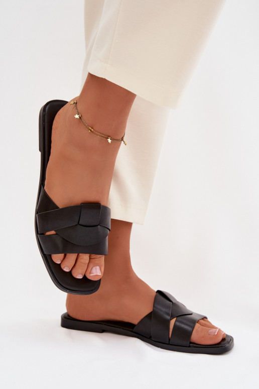 Pantofole Appartamento delle donne con strisce colore nero Deverissae