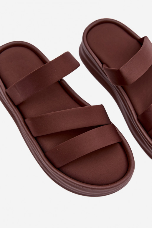  Pantofole da donna con una piattaforma con strisce CzekoladoAe Liorine