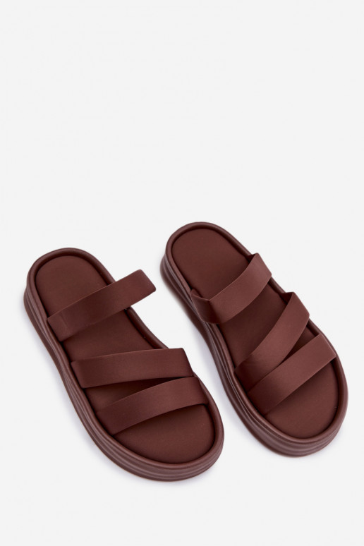  Pantofole da donna con una piattaforma con strisce CzekoladoAe Liorine