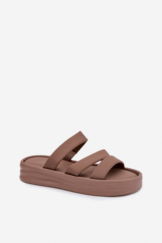  Pantofole da donna con una piattaforma con strisce colore kaki Liorine