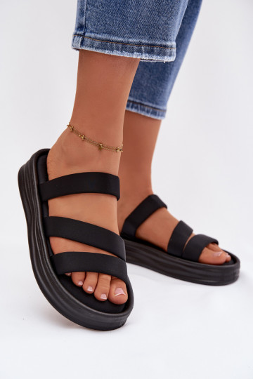 Ciabatte donna nere con plateau e cinturini Liorine 2