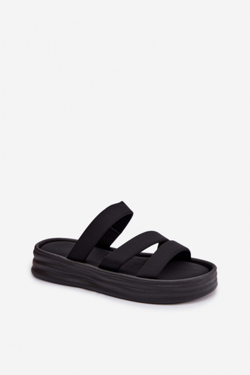  Pantofole da donna con una piattaforma con strisce colore nero Liorine