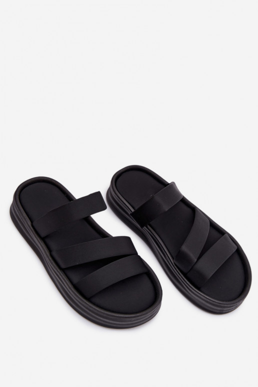  Pantofole da donna con una piattaforma con strisce colore nero Liorine