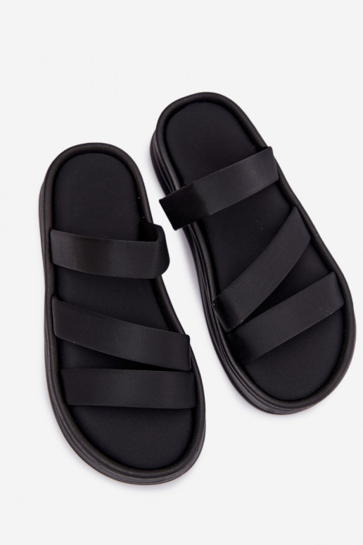  Pantofole da donna con una piattaforma con strisce colore nero Liorine