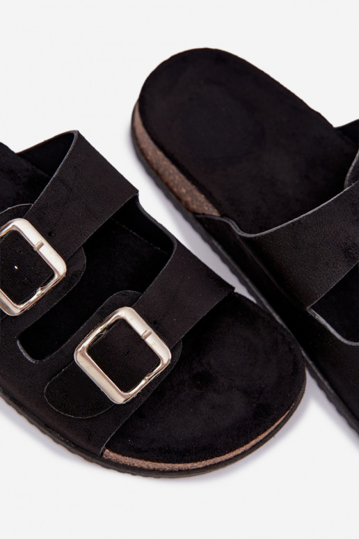 Pantofole da donna con fibbie colore nero Oliena