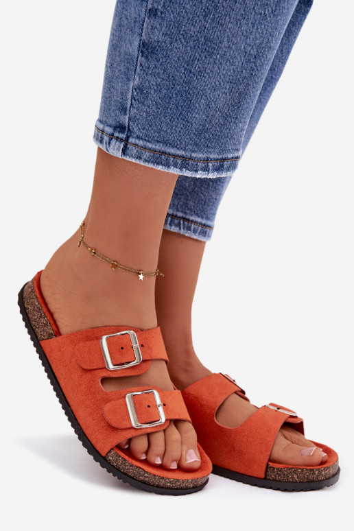 Pantofole arancioni da donna Oliena con fibbie