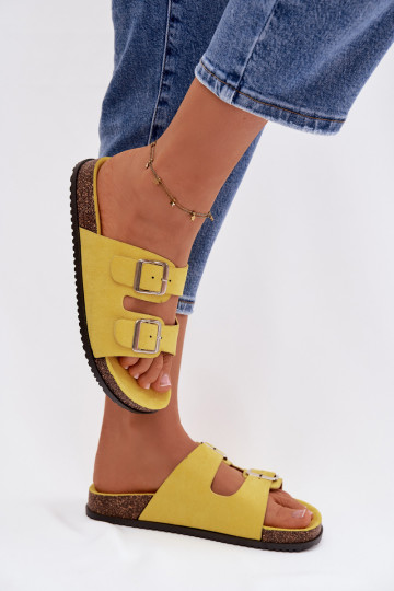 Pantofole da donna con fibbie colore giallo Oliena